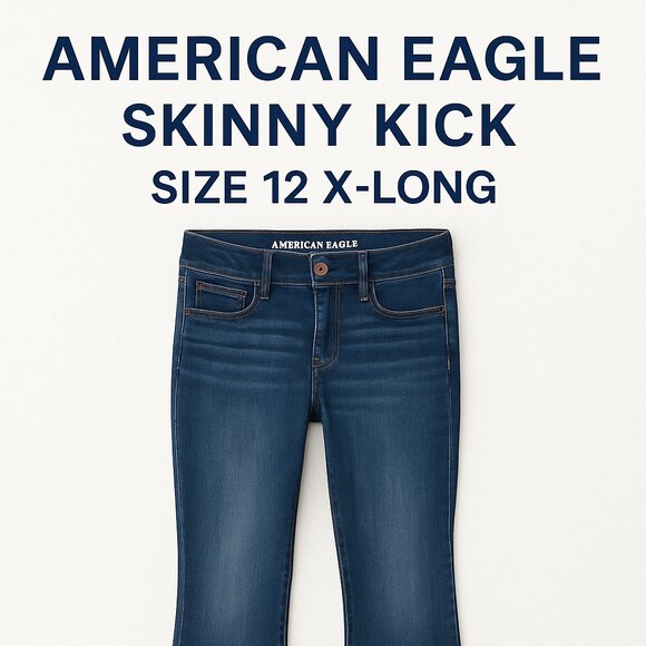 American Eagle Skinny Kick Jeans – Size 12 X-Long – Super Stretch Denim - Picture 1 of 8